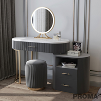 Dressing Table Modern Marble with Mirror and Stool
