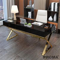 Luxury Working Desk with 2 Drawer Stainless Steel Leg