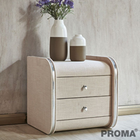 Light Luxury Solid Wood Bedside Table with Rounded Corners