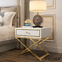 Stainless Steel Bedside Luxury Night Stand Gold Bedroom