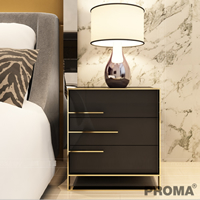 Luxury Black And Gold Frame Assembled Bedside