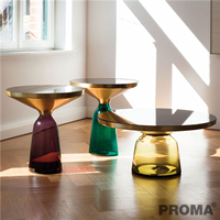 Coffee Table with Glass Bottom Leg Colorful Round