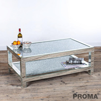 Modern Style Diamond-Encrusted Glass Table