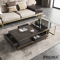 Coffee Tables Gold Stainless Steel Frame Tempered Glass Living Room