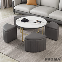 Small Round Coffee Table with 4 Stools