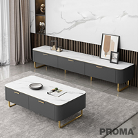 Modern Light Gray Coffee Table Storage Table with Drawers