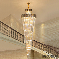 Modern Crystal Chandelier For Staicase Long Villa Chain Lighting Fixture Dia50xH160CM