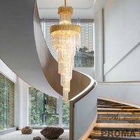 Ҥʵ Դྴҹ ǹҧѹ LED Ҵ˭ Modern Luxury Stair Chandelier Crystal Living Room