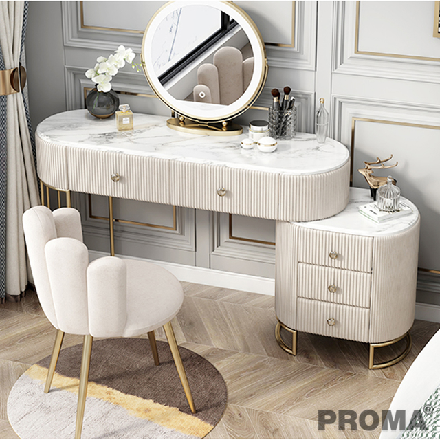 Modern Marble Dressing Table Velvet Leather