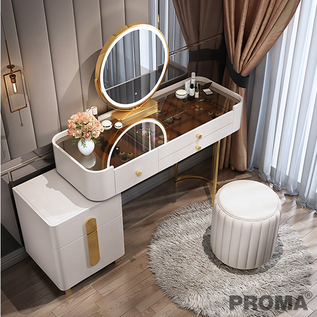 White Modern European Makeup Dressing Table with Mirror