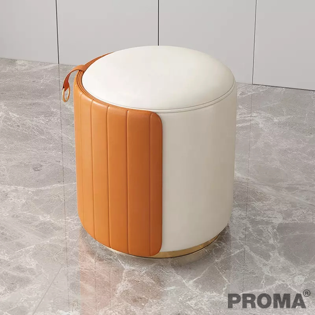 Italian Minimalist PU Leather Fabric Sponge Stool