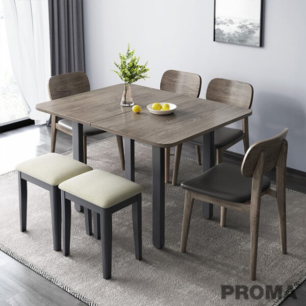 WOOD CONVERTIBLE FOLDING DINING TABLE WITH 4 CHAIRS