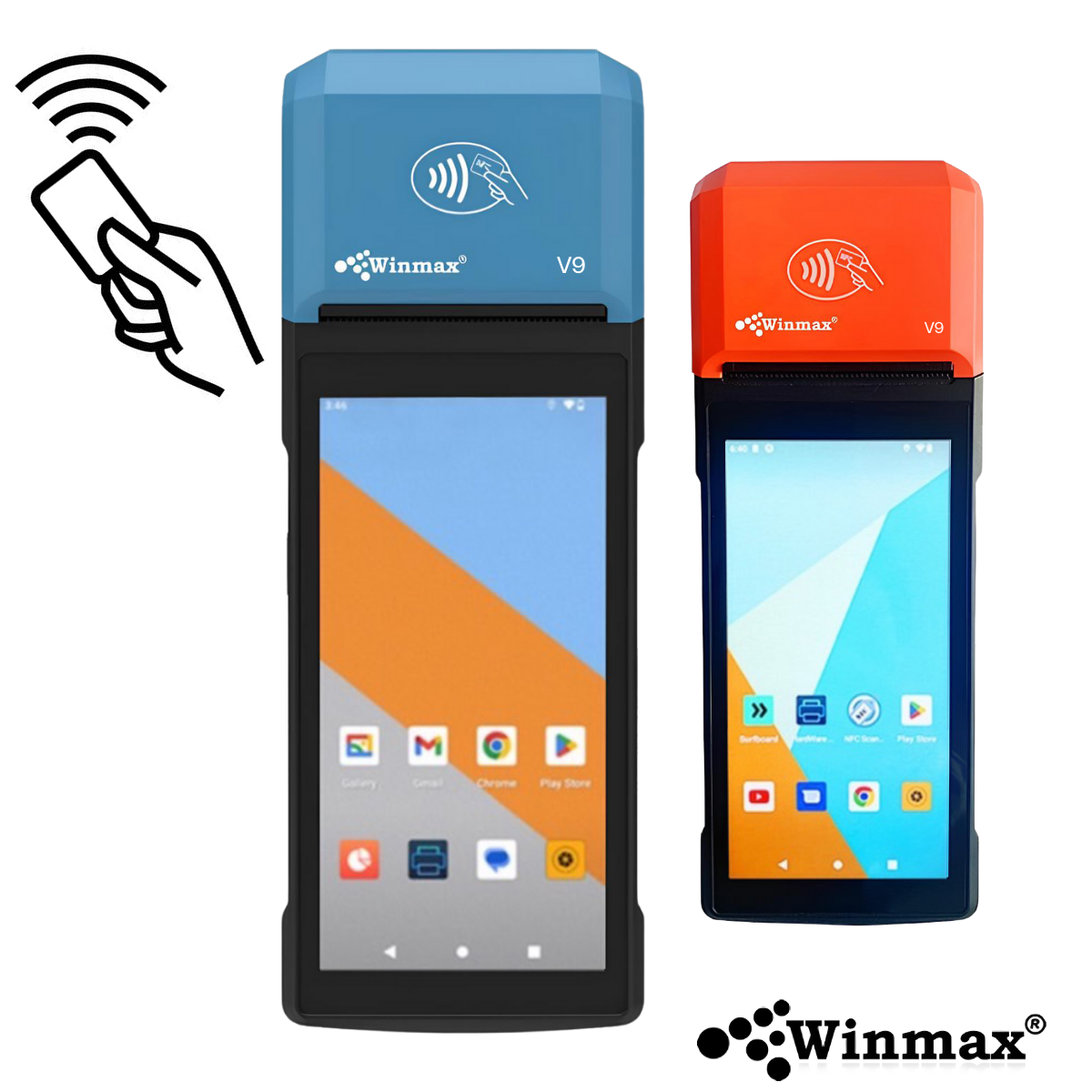 Handheld POS Terminal Android System with Thermal Receipt Printer and NFC Reader Winmax-V9