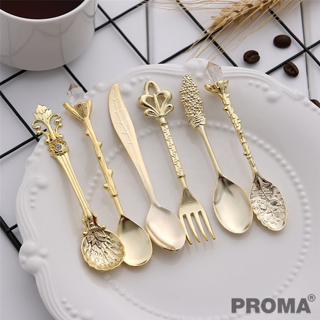 Mini Royale Style Spoons Forks Vintage Metal Carved Spoon