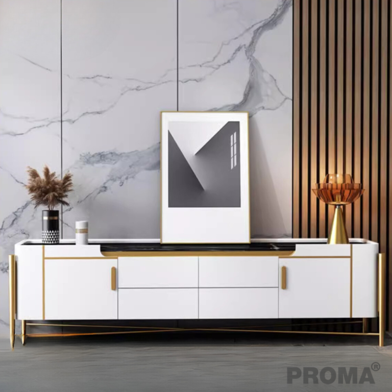 Wooden Marble TV Stand Modern Luxury Living Room TV Cabinet