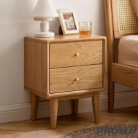 ht Luxury Solid Wood Bedside Table with Rounded Corners