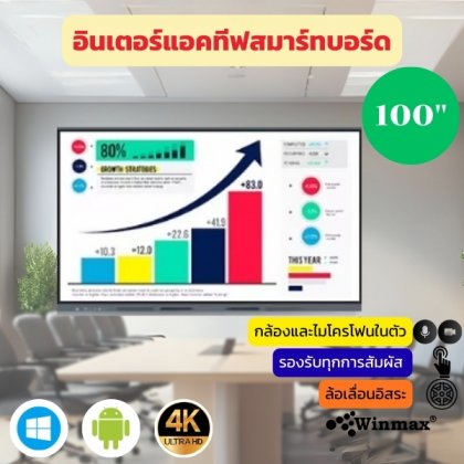อินเตอร์แอคทีฟสมาร์ทบอร์ด 2CPU 2in1 Windows / Androids OS สำหรับการประชุมและสัมมนา 100 นิ้ว 4K Winmax รุ่น Win-IMR32-100 อินเตอร์แอคทีฟสมาร์ทบอร์ด 2CPU 2in1 Windows / Androids OS สำหรับการประชุมและสัมมนา 100 นิ้ว 4K Winmax รุ่น Win-IMR32-100