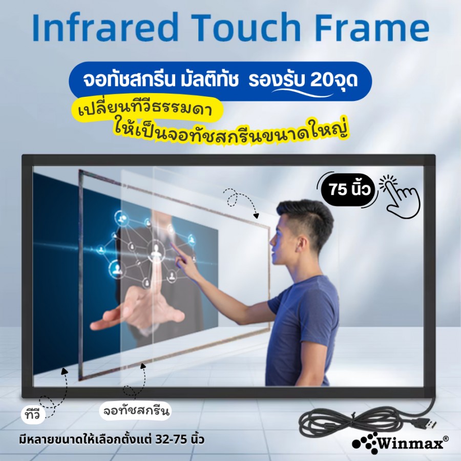 จอทัชสกรีน touch screen ขนาด 75 นิ้ว 10 จุดสัมผัส