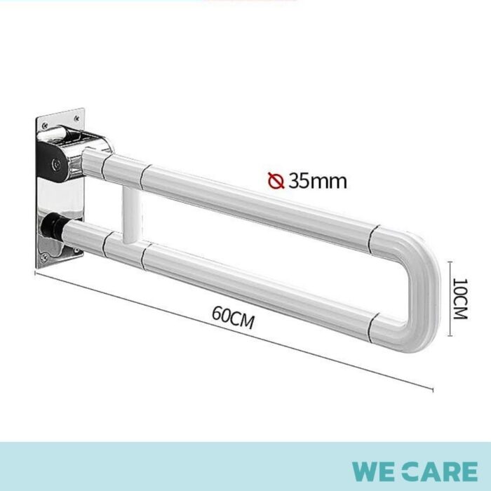 ราวจับกันลื่นติดผนังในห้องน้ำ พับได้ ทำจากสแตนเลส สำหรับผู้สูงอายุ WE CARE รุ่น HandCare
