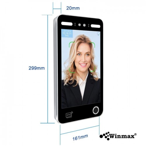 เครื่องสแกนใบหน้าและลายนิ้วมือ AI สแกนเข้า-ออกอัจฉริยะ อ่าน QR และ RFID 10.1 นิ้ว Winmax-X1
