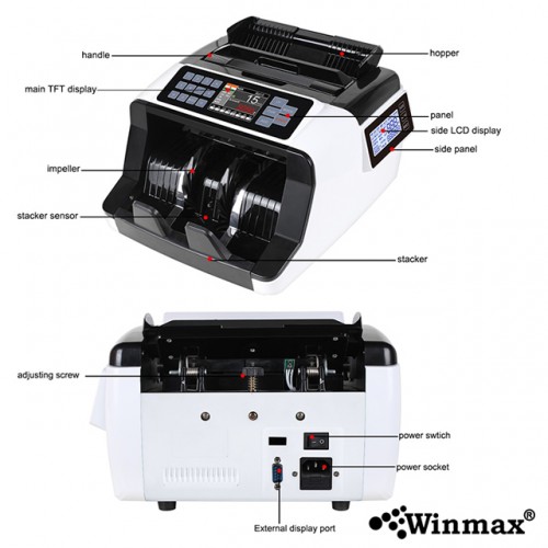 เครื่องนับธนบัตรตรวจจับธนบัตรปลอม รวมมูลค่าธนบัตร Winmax-AL-7200