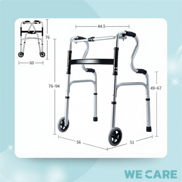 ไม้เท้าพยุงเดินวอร์คเกอร์ WE CARE แบบ 4 ขา มีล้อช่วยเดิน ไม้เท้าผู้สูงอายุ รุ่น EzyWalk
