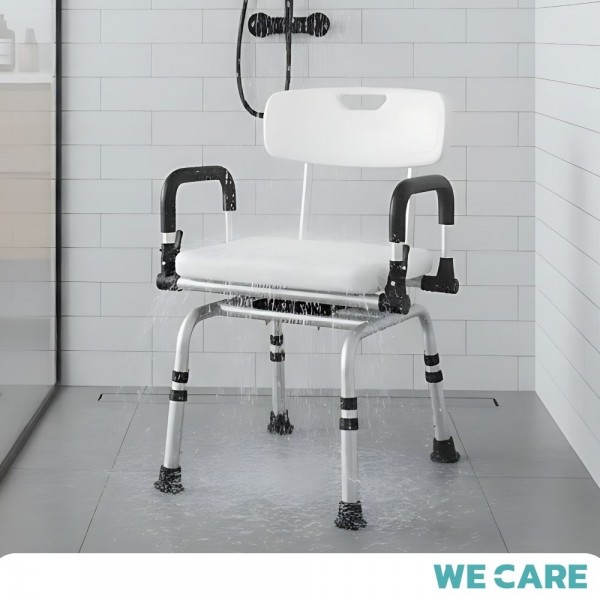 เก้าอี้นั่งอาบน้ำผู้สูงอายุ กันลื่น สีขาว ใช้งานปลอดภัยในห้องน้ำ รุ่น SeatCare3