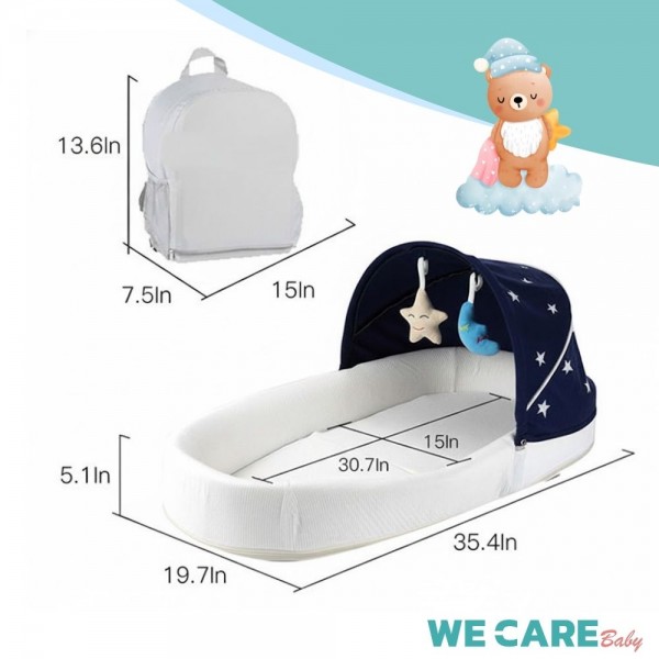 ที่นอนเด็กทารกเพื่อสุขภาพ WE CARE อ่อนโยนต่อภูมิแพ้ ปลอดภัยไรฝุ่น พร้อมมุ้งกันยุงและกระเป๋าจัดเก็บ รุ่น BabyWell