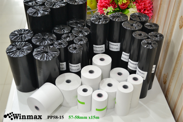 กระดาษความร้อน กระดาษสลิป 57-58 mm. ยาว 15 เมตร 10 ม้วน